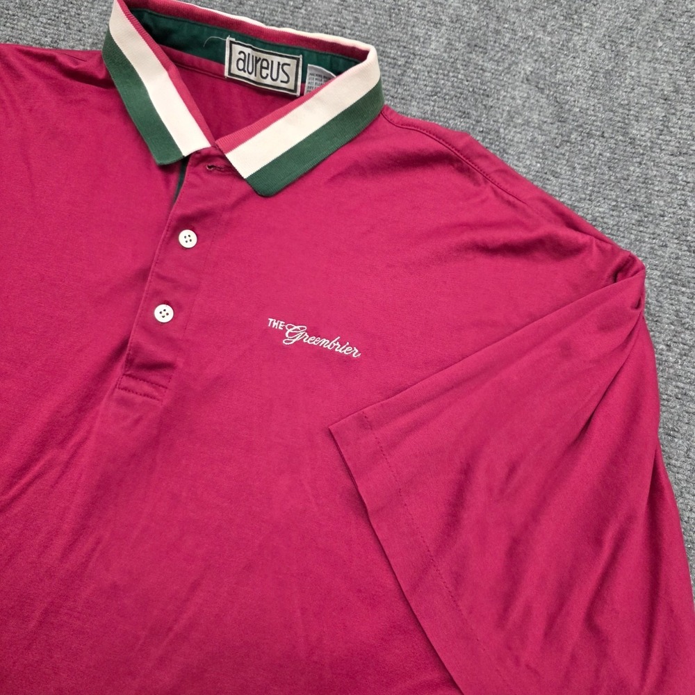 Vtg Greenbrier Club West Virginia Aureus Red Golf Polo Shirt - XL